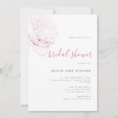 ソピンクピーニーエレガントフローラスケッチブライダルシャワー 招待状 (正面)