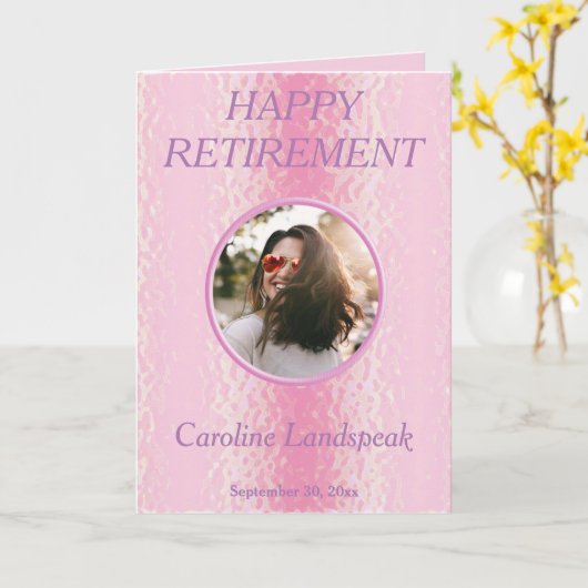 ソフかわいらしトピンクメタル1フォトコラージュのリタイアメント カード (黄色い花)