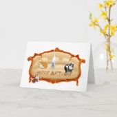 ソファいけなネコ誕生日 カード (黄色い花)