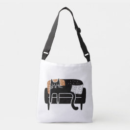 ソファお洒落で眠る黒猫 クロスボディバッグ