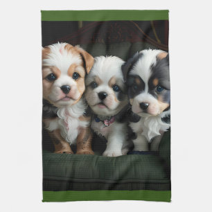 ソファすごいーにかわいい子犬2 キッチンタオル