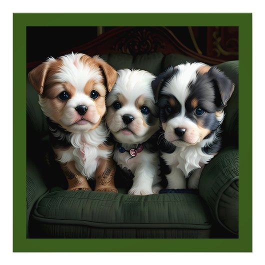 ソファすごいーにかわいい子犬2 フォトプリント            (正面)