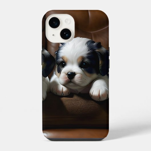 ソファすごいーの可愛い子犬1 iPhoneケース (裏面)
