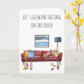 ソファでワイン テイスティングしよう カード (黄色い花)