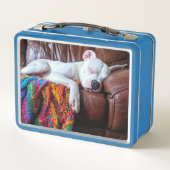 ソファで寝るペットの座る仕事犬 メタルランチボックス (裏面)