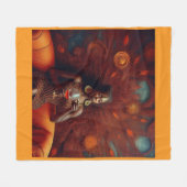 ソファで飲み物を飲む女性 フリースブランケット (正面(横))