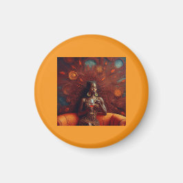 ソファで飲み物を飲む女性 マグネット