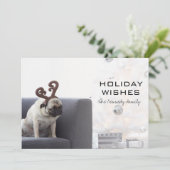 ソファにトナカイの角を着たパグ犬 シーズンカード (スタンド正面)