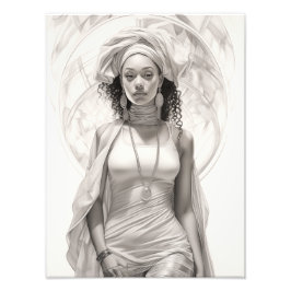 ソファに座ったエキゾチックな少女 フォトプリント           