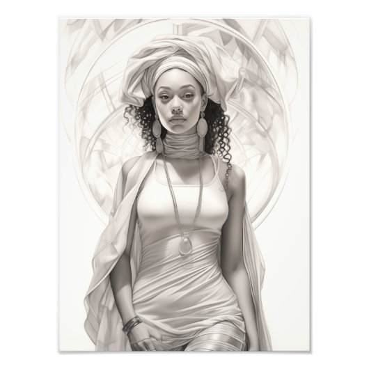 ソファに座ったエキゾチックな少女 フォトプリント            (正面)