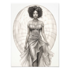 ソファに座ったエキゾチックな少女 フォトプリント           