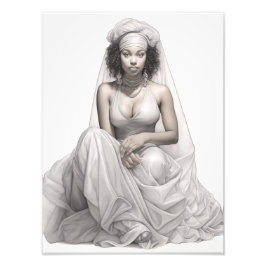 ソファに座ったエキゾチックな少女 フォトプリント           