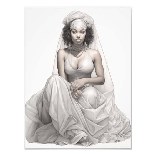 ソファに座ったエキゾチックな少女 フォトプリント            (正面)