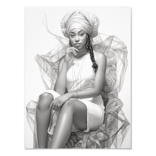 ソファに座ったエキゾチックな少女 フォトプリント            (正面)