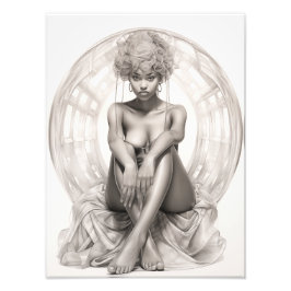 ソファに座ったエキゾチックな少女 フォトプリント           