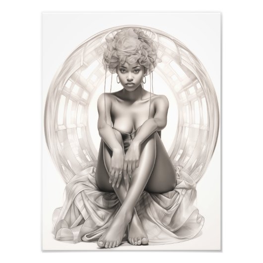 ソファに座ったエキゾチックな少女 フォトプリント            (正面)