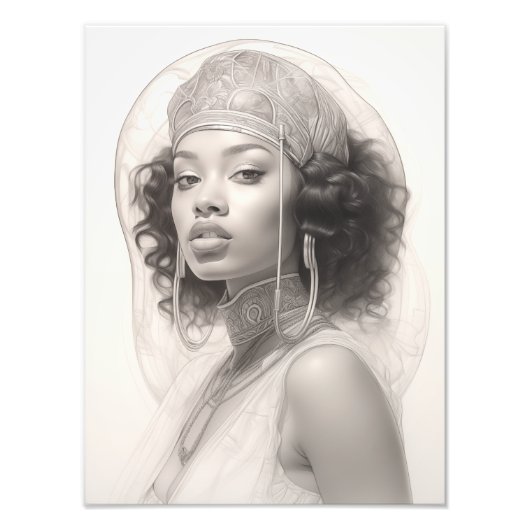 ソファに座ったエキゾチックな少女 フォトプリント            (正面)