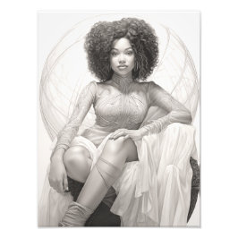 ソファに座ったエキゾチックな少女 フォトプリント           