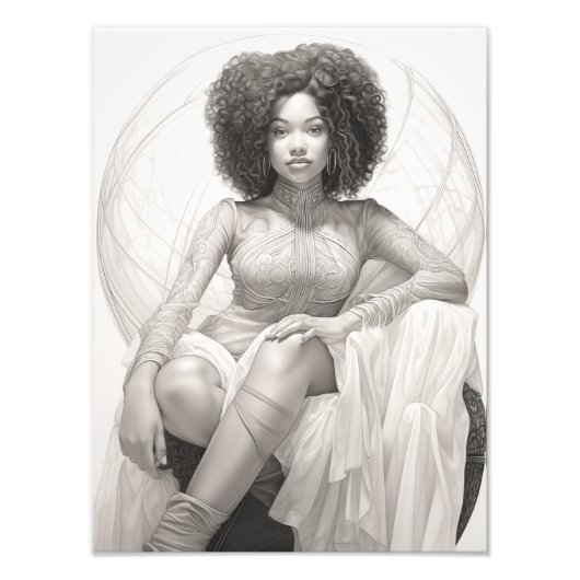 ソファに座ったエキゾチックな少女 フォトプリント            (正面)