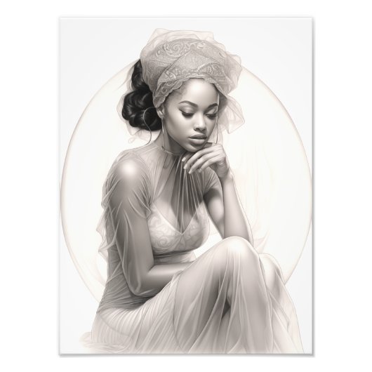 ソファに座ったエキゾチックな少女 フォトプリント            (正面)