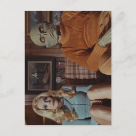 ソファに座った70年代の怪物と女 ポストカード