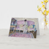 ソファに座っている女性 | フレデリック・カール・フリセケ カード (黄色い花)