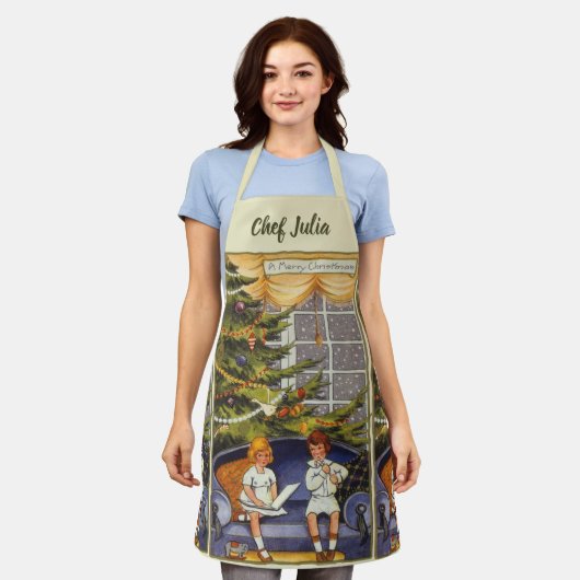 ソファに座る子供たち エプロン (着用した状態)