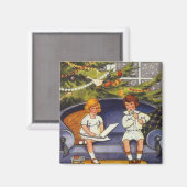 ソファに座る子供たち マグネット (正面/裏面)