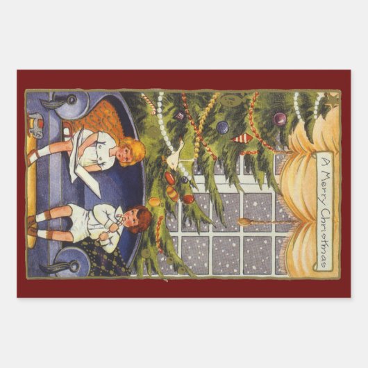 ソファに座る子供たち ラッピングペーパーシート (正面3)