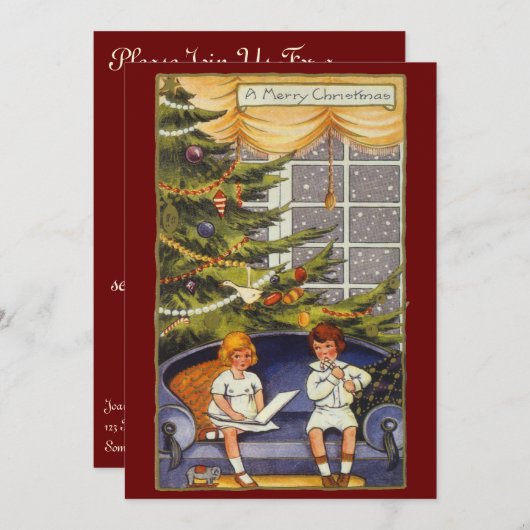 ソファに座る子供たち 招待状 (正面/裏面)