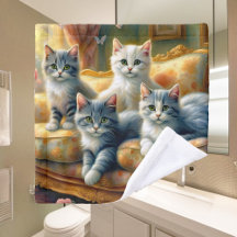 ソファの上の猫たち - ヴィンテージ風の可愛いシーン