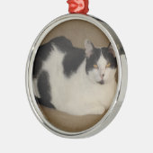 ソファの上の猫 メタルオーナメント (左)