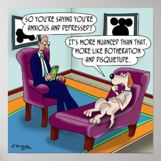 ソファの上の神経性犬 ポスター