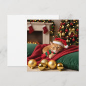 ソファの猫のクリスマス シーズンカード (正面/裏面)