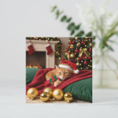 ソファの猫のクリスマス シーズンカード (スタンド正面)