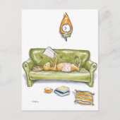 ソファはがき上のウサギ ポストカード (正面)