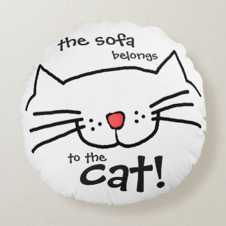 ソファは猫のものだ – 白 ラウンドクッション