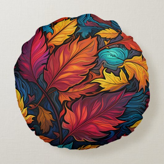 ソファカラフルーまたはソファ用のフローラの丸い枕 ラウンドクッション (裏面)