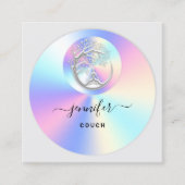 ソファセラピストフォトホログラフQRロゴヨガ スクエア名刺 (正面)