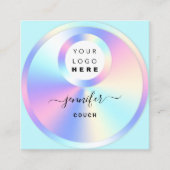 ソファセラピストホログラフQRコードロゴフォトアクア スクエア名刺 (正面)