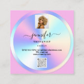 ソファセラピストホログラフQRコードロゴフォトピンク スクエア名刺 (裏面)