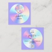 ソファセラピストホログラフQRロゴヨガパープル スクエア名刺 (正面/裏面)