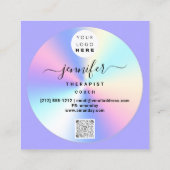 ソファセラピストホログラフQRロゴヨガパープル スクエア名刺 (裏面)