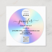 ソファセラピスト写真ホログラフQRロゴ体 スクエア名刺 (裏面)