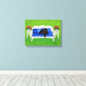 ソファラブラドール上のチョコレートのアートワーク キャンバスプリント (インサイチュ (ウッドフロア))