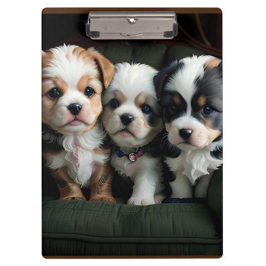ソファーでくつろぐ超かわいい子犬たち 2 クリップボード (正面)
