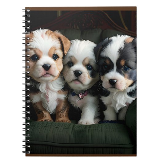 ソファーでくつろぐ超かわいい子犬たち 2 ノートブック (正面)