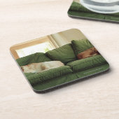 ソファーで眠っている犬 コースター (左側)