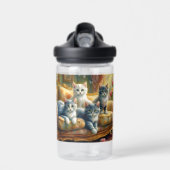 ソファーに寝る猫たち – かわいいヴィンテージの姿 ウォーターボトル (正面)