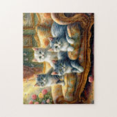 ソファーに寝る猫たち – かわいいヴィンテージの姿 ジグソーパズル (縦)